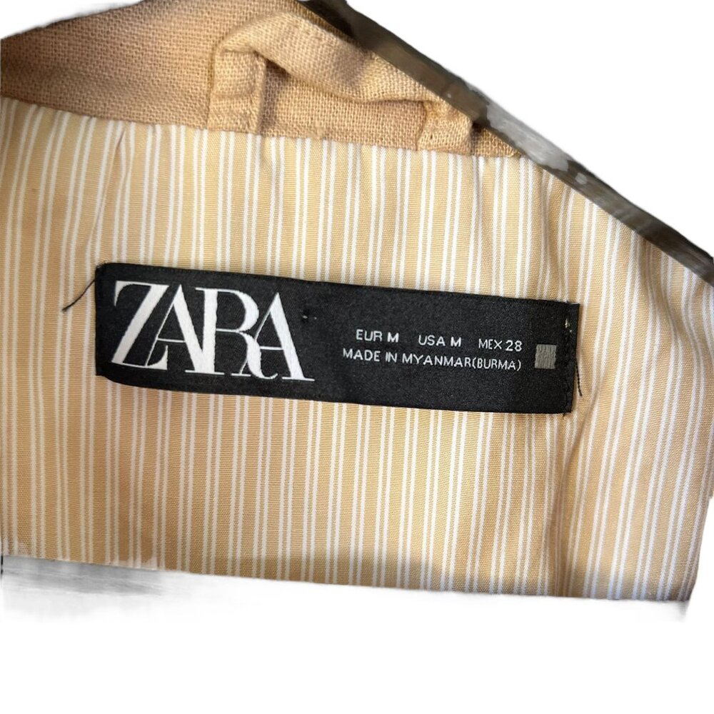 Zara Cream Linen Button Up Shacket Medium - Picture 3 of 7